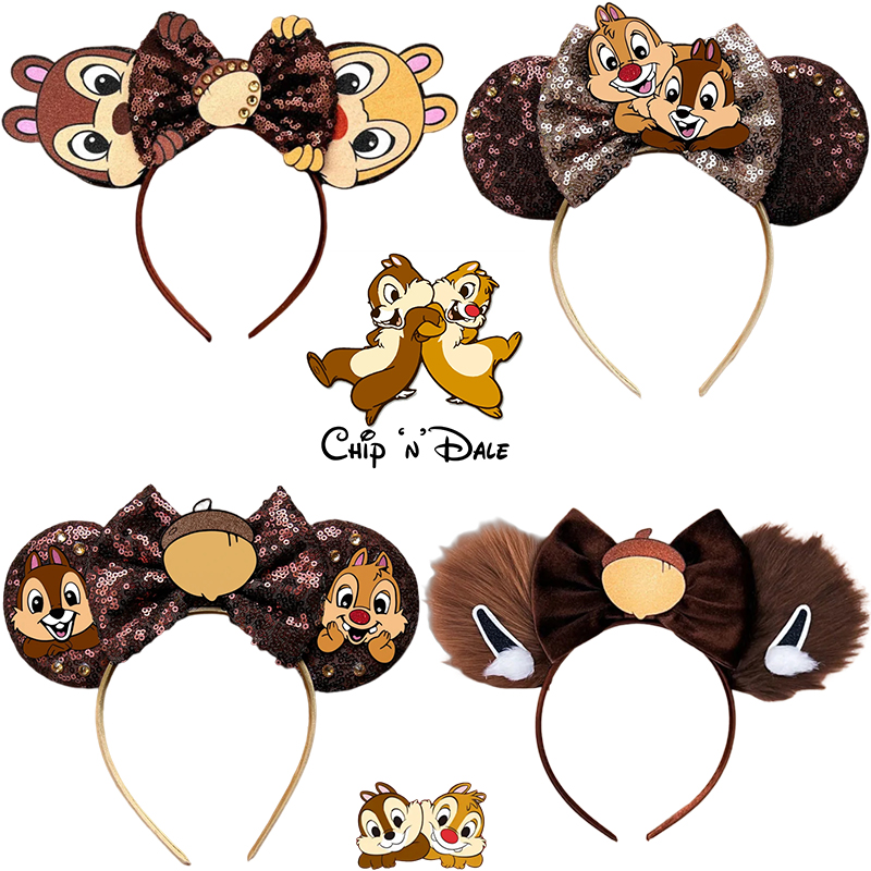 Ribbon Bow Gift - Disney Chip 'n' Dale Headbands สําหรับผู้หญิงอะนิเมะ