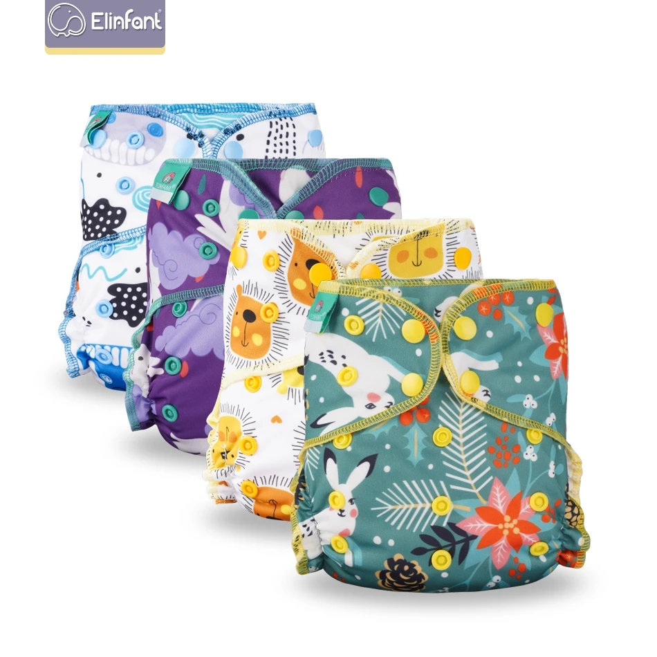Pampers Diaper Premium Care - Elbaby ผ้ากำมะหยี่พิมพ์ลายสีรุ้งผ้าไม้ไผ่เปียกหนักไฮบริดไอโอ/AI2กันน้ำใส่ผ้าใยไผ่ผ้าอ้อม