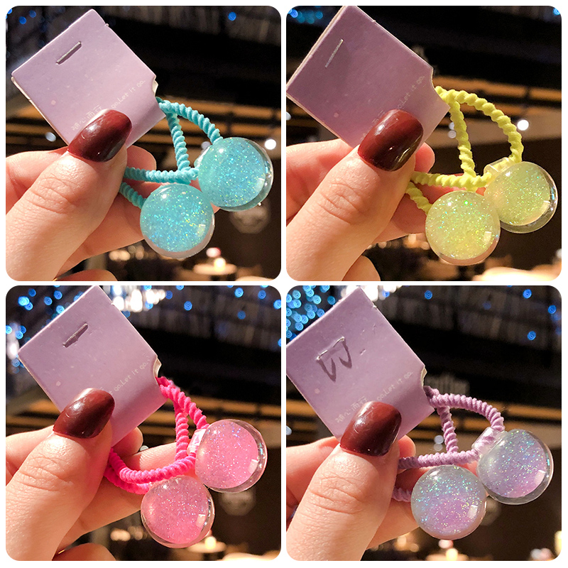 Ornament Ball Set - 2ชิ้น/เซ็ตเด็กน่ารัก Candy เงาผมยืดผมเด็กหญิงน่ารักหวาน Scrunchies วงยางเด็กอุปกรณ์เสริมผม