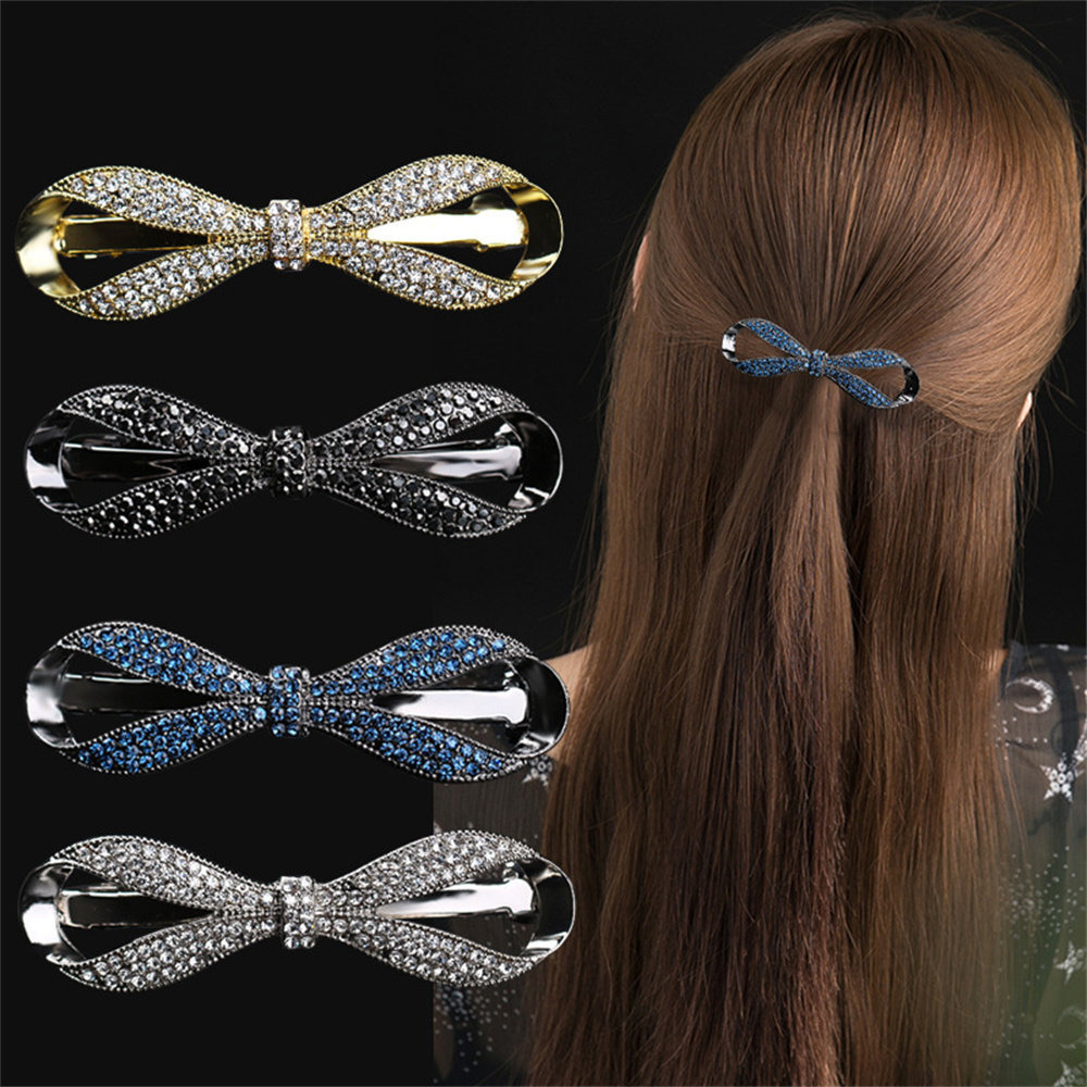 Ribbon Bow Gift - คริสตัล Faux ประณีตโบว์สำหรับแฟชั่นสำหรับผู้หญิง Rhinestone Bowknot กิ๊ฟหนีบผม