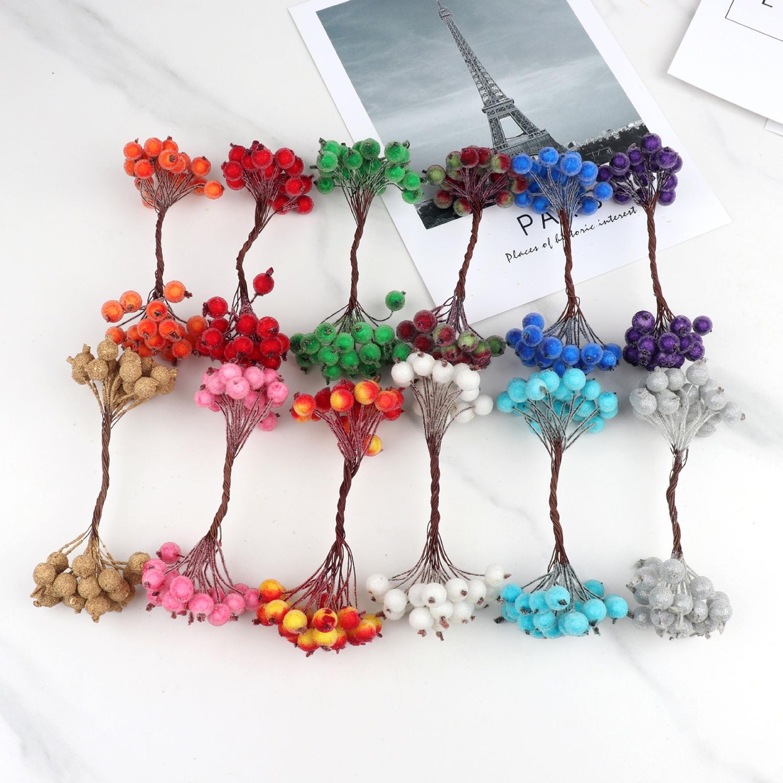 Christmas Tree Artificial - ก้านเบอร์รี่โฟมสำหรับตกแต่งต้นคริสต์มาส งานประดิษฐ์พวงหรีด ของตกแต่งโต๊ะสำหรับเทศกาลฤดูหนาว ฮอลลี่เทียม