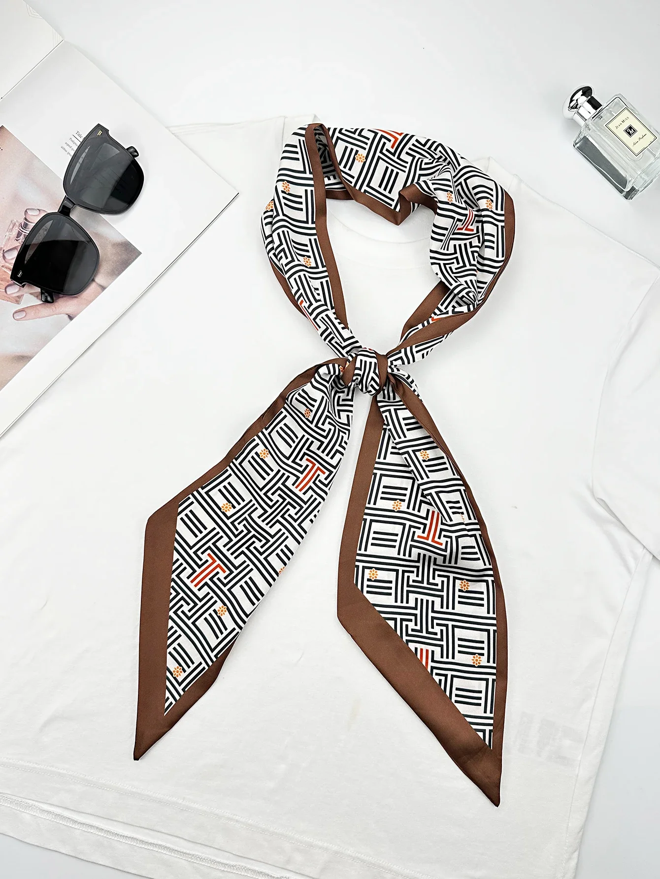 ผ้าพันคอไหมทรงเรขาคณิตหรูหราสำ - Ribbon Bow Gift บทวิจารณ์และราคา