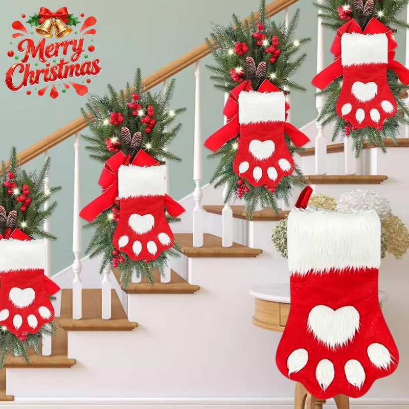 ถุงเท้าคริสต์มาสกำมะหยี่ลายอุ้ - Christmas Stocking Hanging บทวิจารณ์และราคา