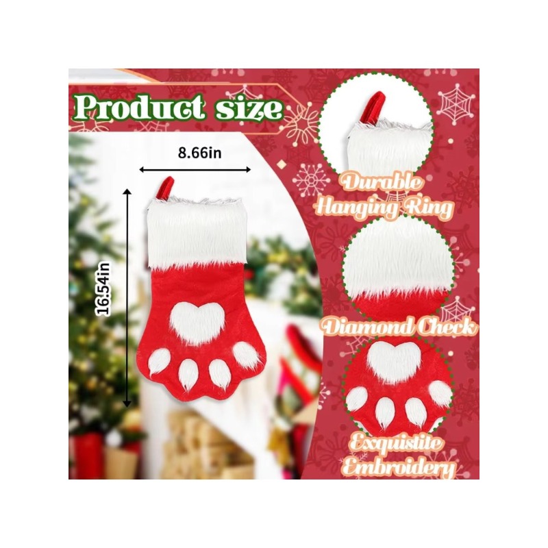 ถุงเท้าคริสต์มาสกำมะหยี่ลายอุ้ - Christmas Stocking Hanging บทวิจารณ์และราคา