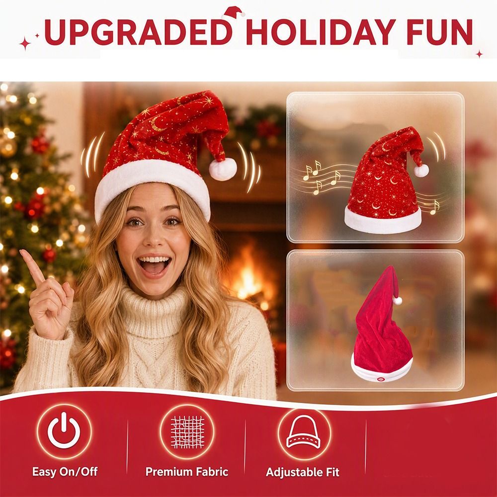 หมวกซานต้าคริสต์มาสไฟฟ้าแกว่งไ - Santa Hat Plush บทวิจารณ์และราคา